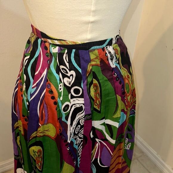 Casual Studio MADE IN INDIA Colorful Abstract Women's Gauze Skirt Size M - Picture 10 of 13